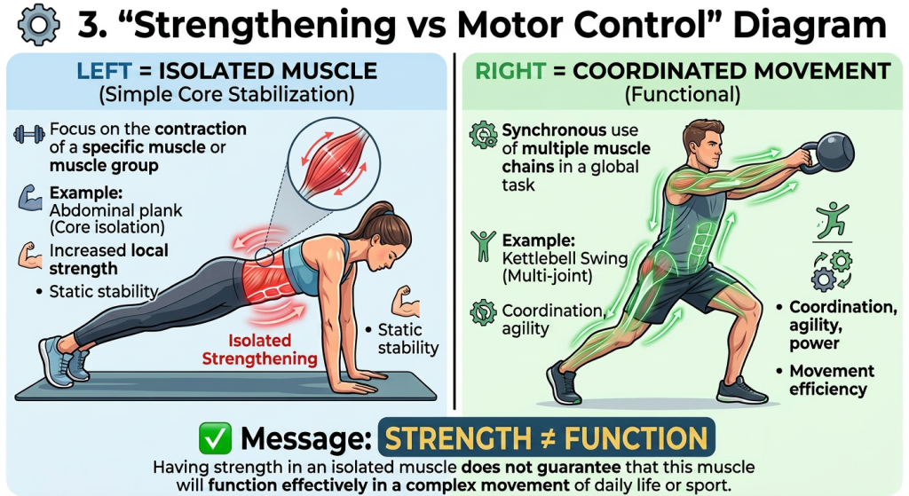 strengthening vs motor control