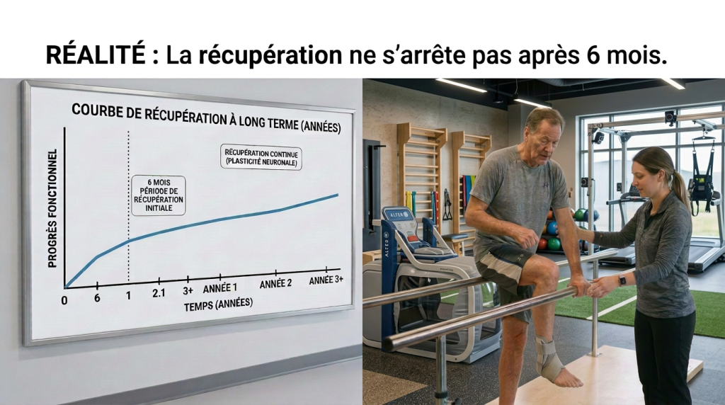 La récupération ne s'arrête pas après 6 mois.